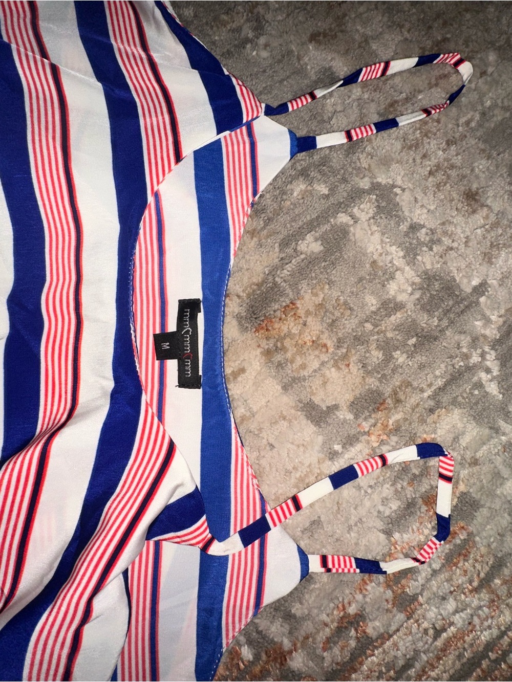 Striped Blue, Red & White Women's Tank Top — Casual Summer spaghetti strap top